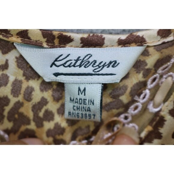 Kathryn Leopard Print Satin Pajama Set-Size Medium-Sleeveless - Picture 11 of 16